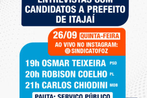 Entrevistas com candidatos a prefeito de Itajaí nesta quinta-feira 